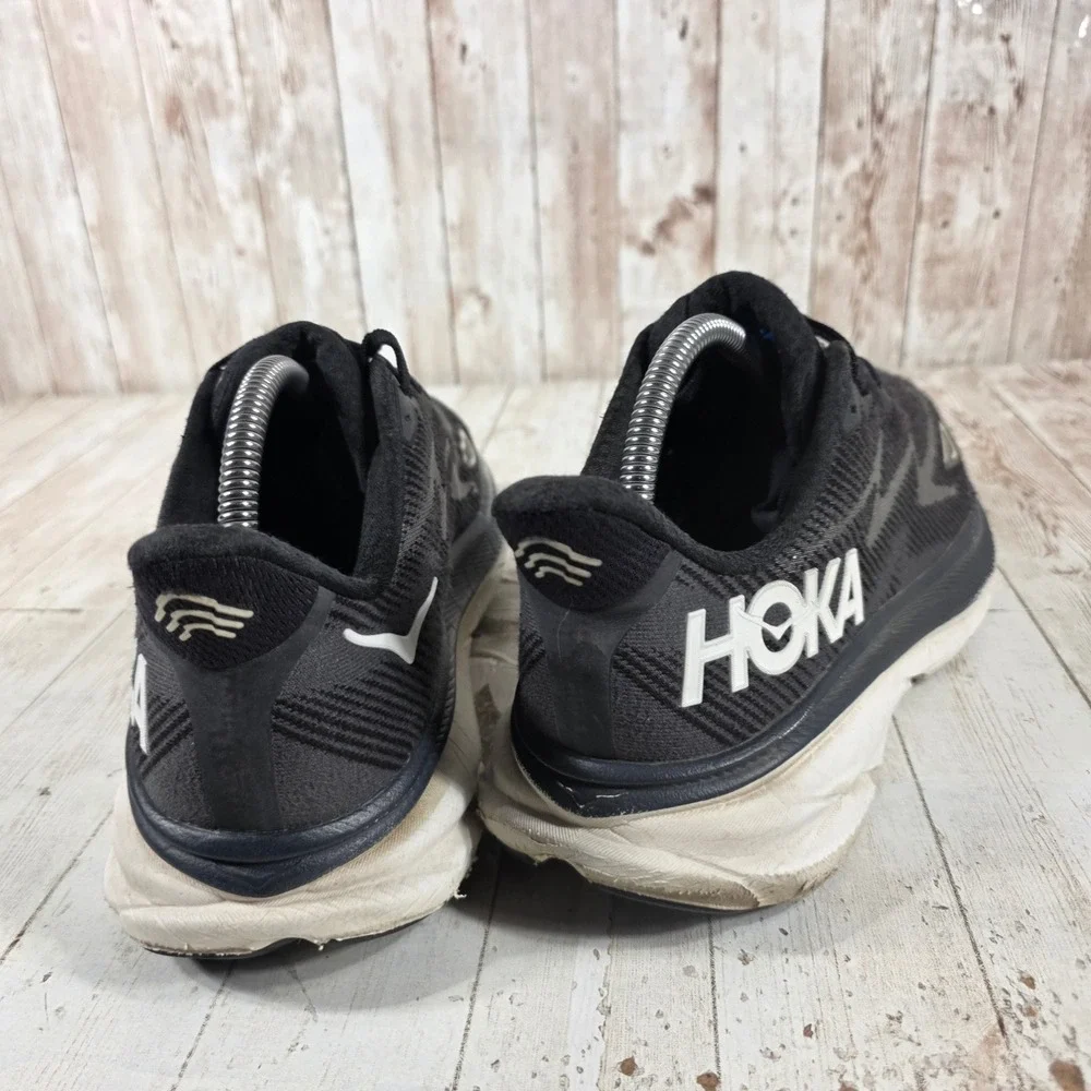 Hoka Clifton 9 Womens Running Shoes Black White 1127896 BWHT Size 9.5B